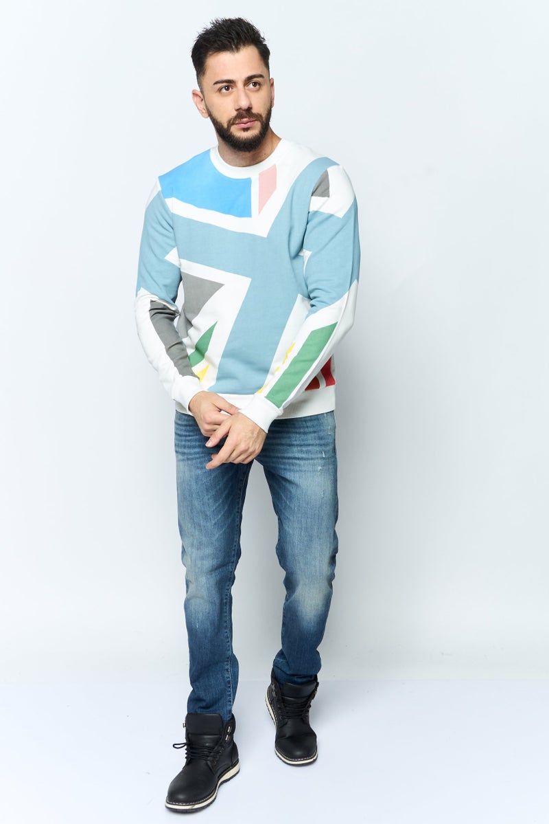 JOHN RICHMOND Men Crew Neck Graphic Print Long Sleeves Sweatshirt, White Combo - Image 2